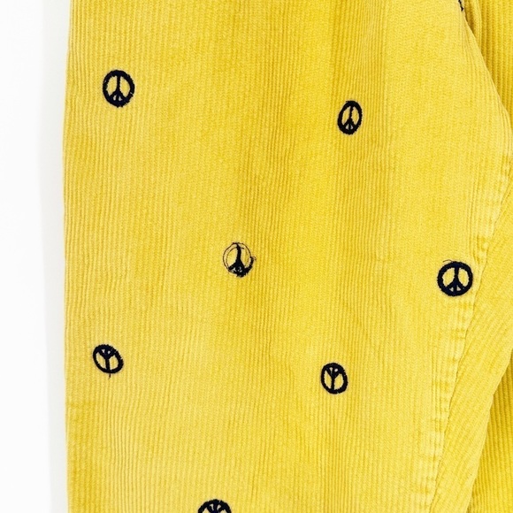 Urban Outfitters Yellow Corduroy Straight Leg Pants Peace Sign Print Small - Picture 4 of 9